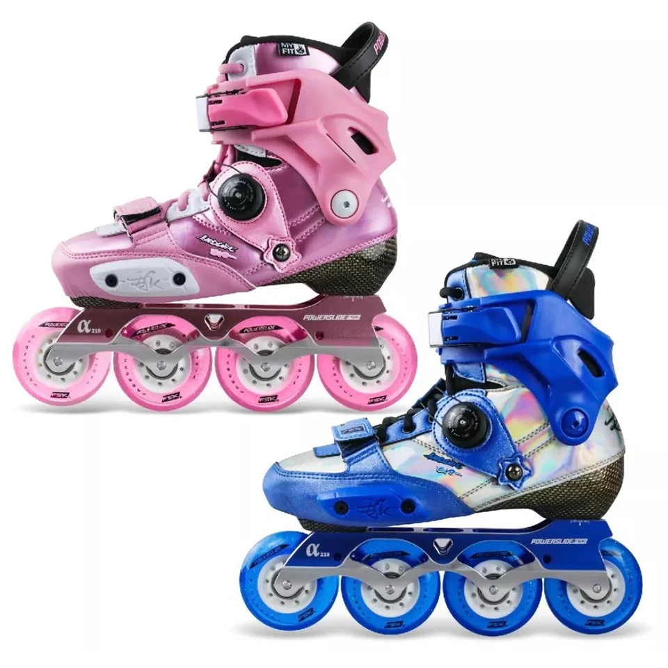 100% الأصلي 2018 Powerslide ايفو ألياف الكربون المهنية حذاء تزلج بعجلات سباق التعرج الكبار أحذية التزلج الأسطوانة الشحن انزلاق Patines