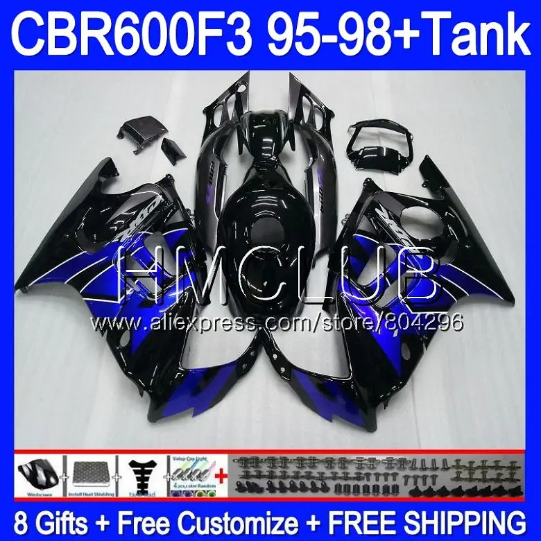 

Body For HONDA CBR 600F3 FS CBR 600 F3 95 96 97 98 59HM.23 CBR600FS CBR600 F3 Blue black CBR600F3 1995 1996 1997 1998 Fairing