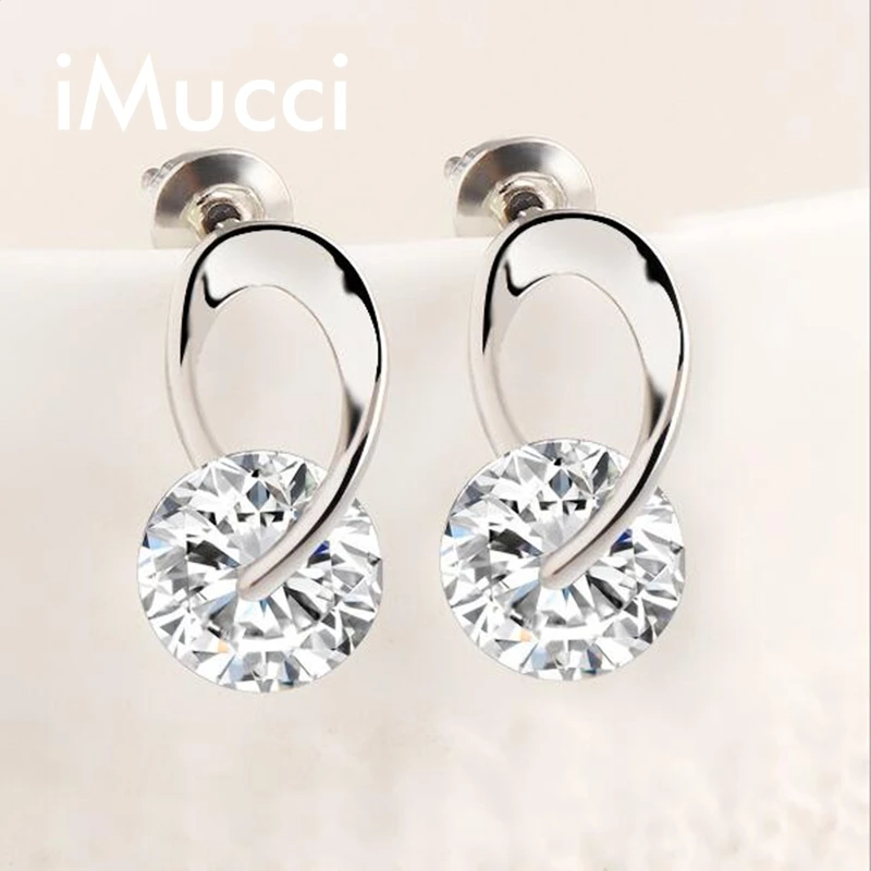 iMucci Fashion Young Lady Jewelry Earring Simple Style Crystal Stud Earrings Spiral Shape Elegant Ornament | Украшения и