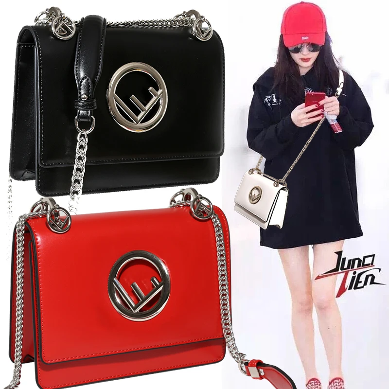 

Designer Bags Famous Brand Women Bags 2019 High Quality Fashion Metal Letter Chain Shoulder Messenger Bags Red and Black Clutch