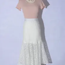 Saia Longa настоящая Империя юбки из полиэстера Европа и Америка стиль женские шить перспектива кружево рыбий хвост юбка