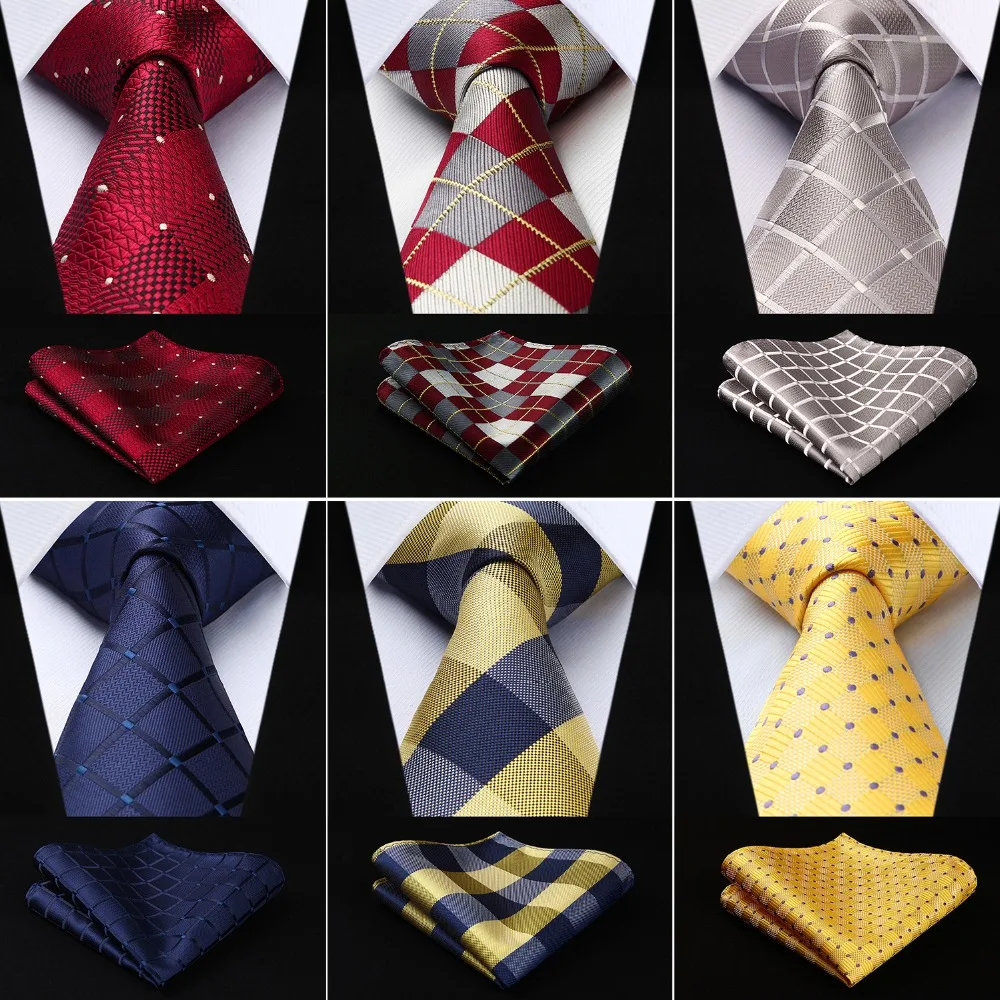 Buy Men Fashion Check 3.4" Silk Woven Wedding Men Tie