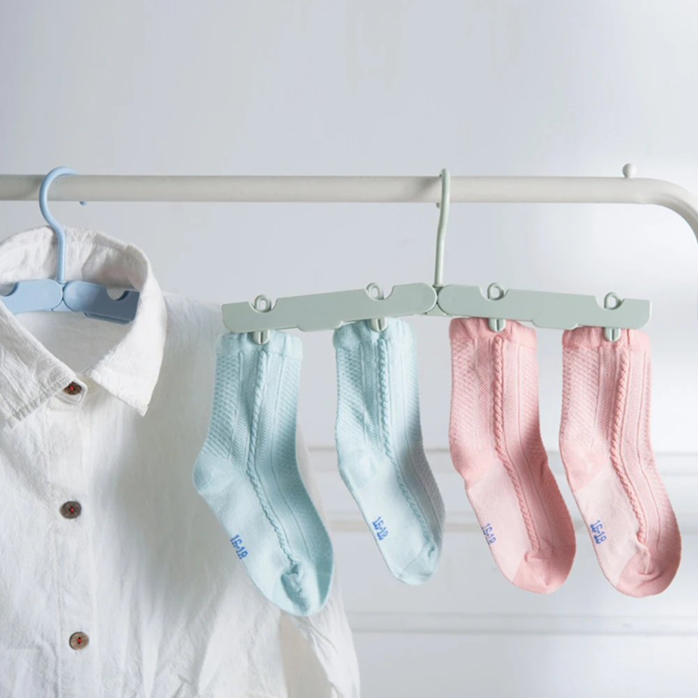 

1/2pcs Mini Travel Folding Hangers Telescopic Portable Clothes Hanging Travel Slip Drying Rack Clothing Organizer