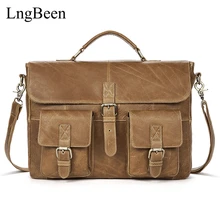 Lngbeen NEW Genuine Leather Brown Men Briefcase Laptop Business Bag Cowhide Men’s Messenger Bags Luxury Lawyer Handbags LB8927