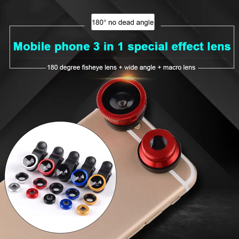 

2019 Hot 180 Degree Lens 3-in-1 Clip Wide Angle Lens Macro Lens Smartphone For iPhone