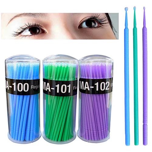 100 Pcs Small Disposable Eyelash Extension Micro Brush Applicators