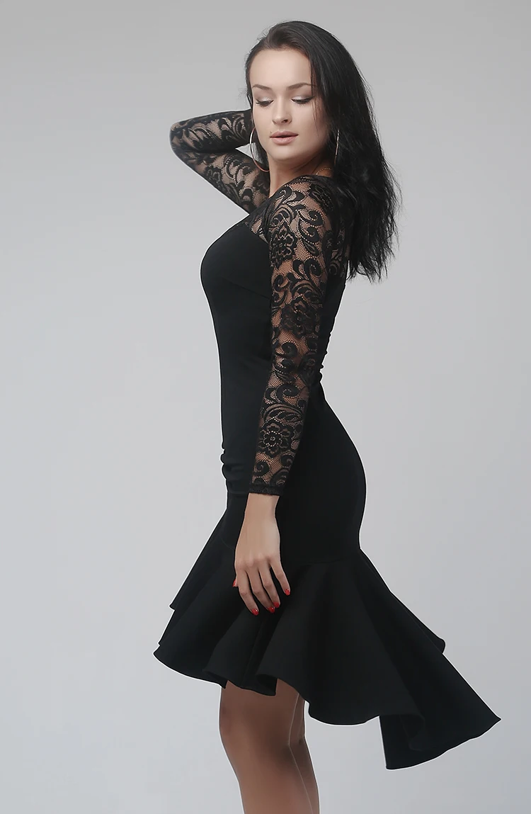 

Latin dance Dress latin dance dress woman rumba samba costume sexy Perspective stitching salsa dress competition costume