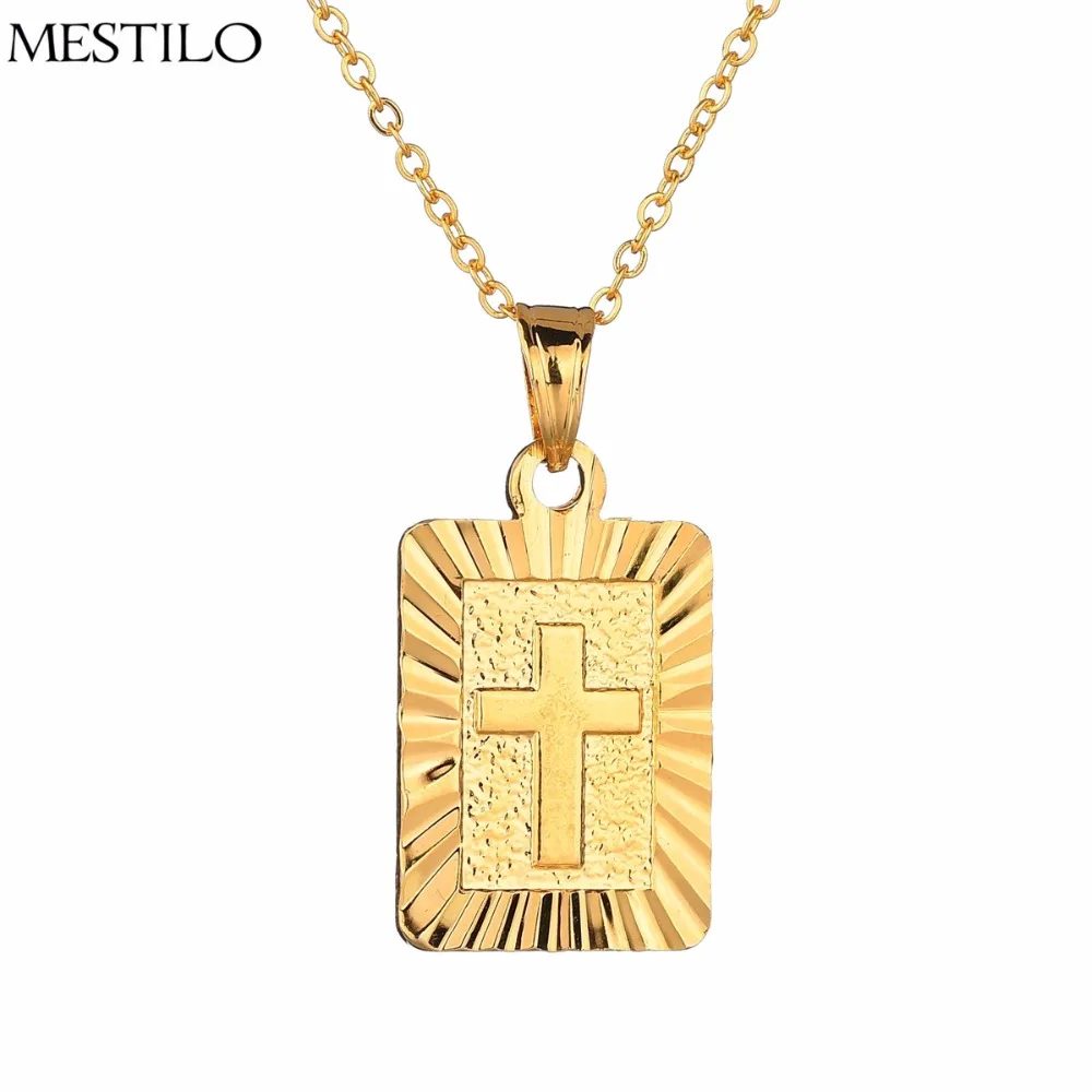 MESTILO новые подвесные ожерелья с квадратным крестом для женщин и мужчин 18KGP