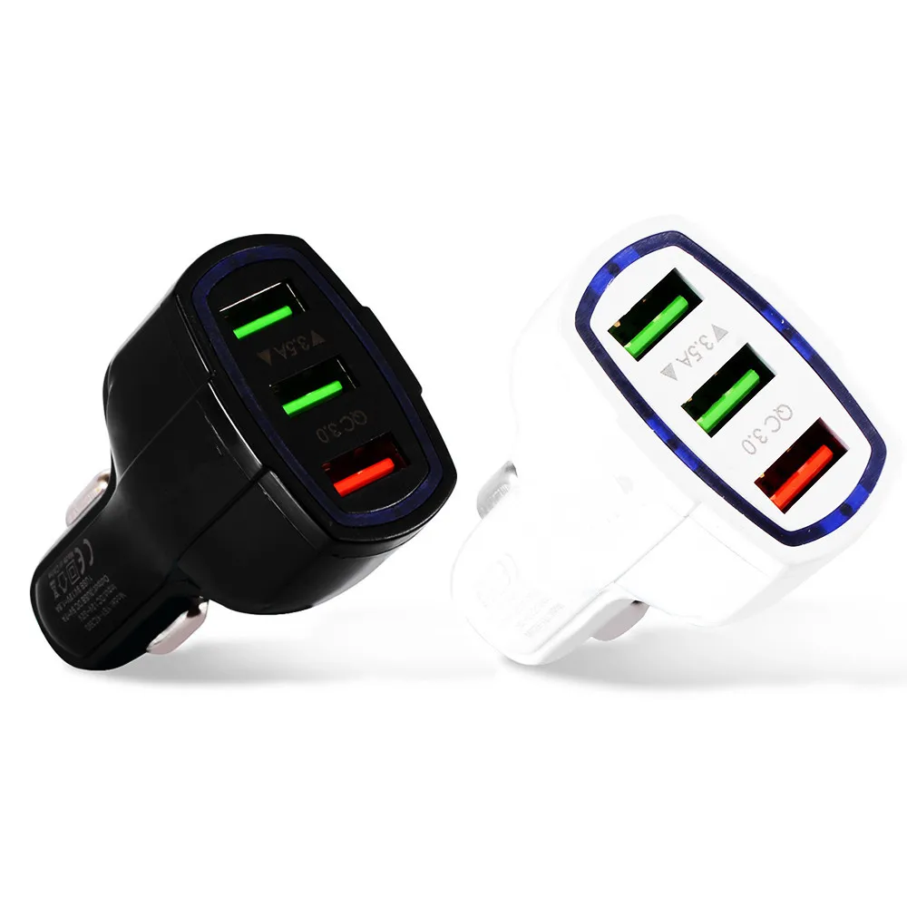 سريع تهمة 3.0 سيارة مهايئ شاحن 3.5A QC3.0 سريع شاحن سيارة-شاحن 3 ميناء USB سيارة الهاتف المحمول شاحن آيفون 8 زائد X