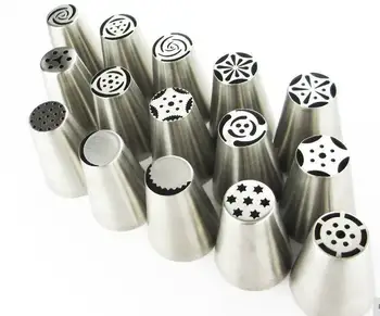 

15pcs/set Russian Tulip Rose Stainless Steel Icing Piping Nozzles Tips set cake Cookie Presses tools