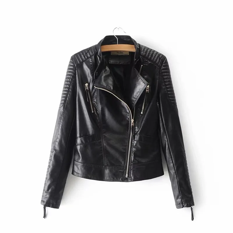 VOGUEIN новые женские мотоциклетные куртка из искусственной кожи пальто 4 цвета на молнии Верхняя одежда оптовая продажа