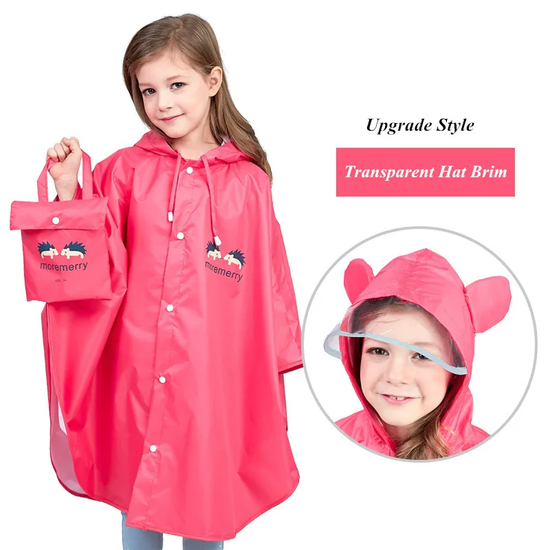 Детский плащ-дождевик с мультипликационным принтом; детская водонепроницаемая куртка для школьников; Верхняя одежда для мальчиков и девочек; непромокаемый плащ-пончо - Цвет: red 2