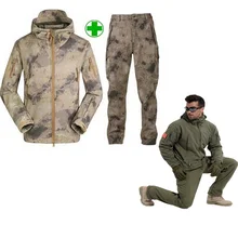 Армия Камуфляж человек пальто Военная Униформа куртка Водонепроницаемый ветровка Tactical Softshell куртка с капюшоном+ Брюки для девочек зимняя верхняя одежда