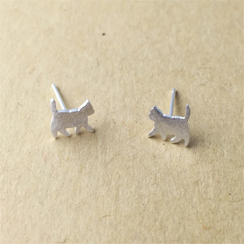 Стерлингового серебра 925 гипоаллергенно кошка серьги гвоздики для женщин девочек модные ювелирные изделия Букле D'oreille Pendientes Mujer