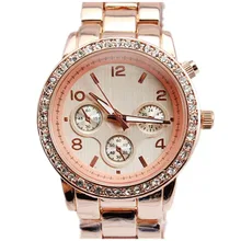 TADA new design 3 eyes decoration geneva style alloy metal band precise quartz movement unisex font