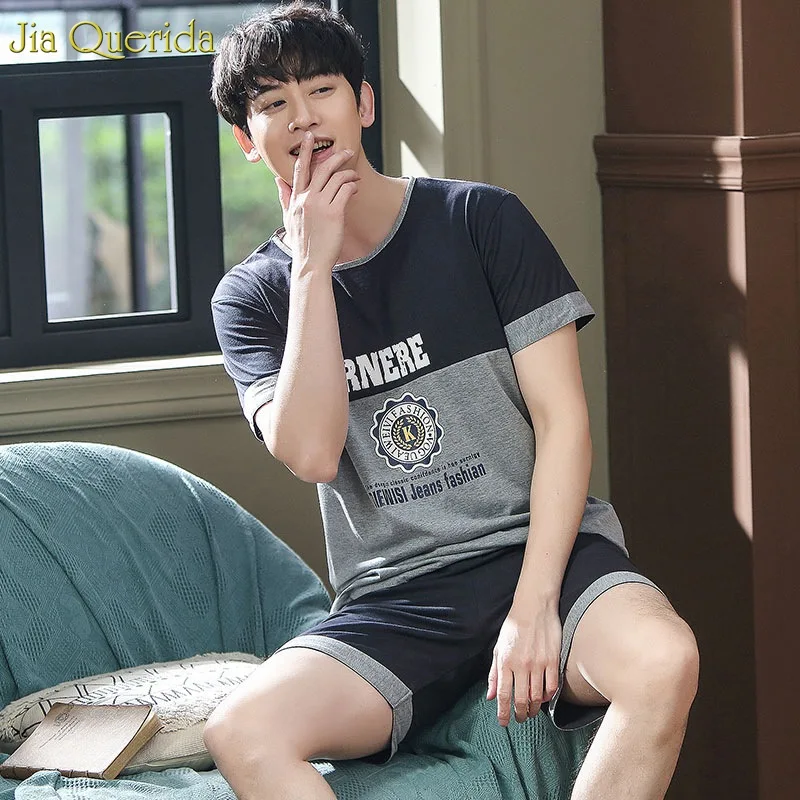 

Plus Size Xxxl,xxxxl Mans Sleepwear 2019 New Cotton Leisure Men Pajamas Summer Short Sleeves Night Wear Men Mens Sleepwear Sets