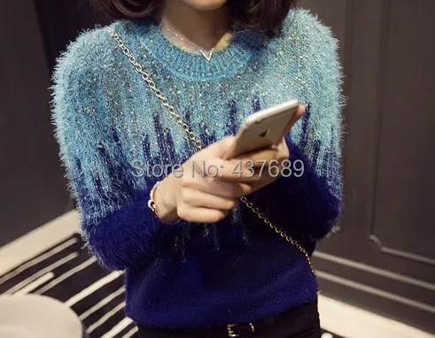 Free shipping woman clothes new autumn and winter fashion comfortable soft gold color matching quality mohair sweaters coat