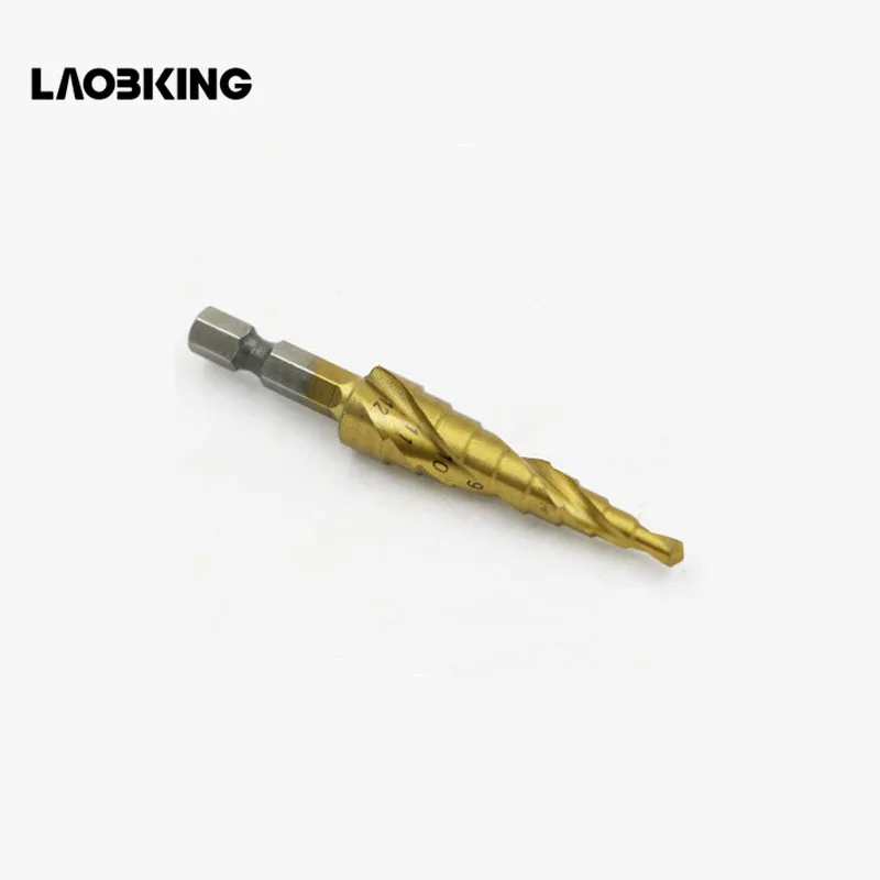 

HSS Titanium 4-12mm Spiral Grooved 1/4 Hex Shank Metal Step Drill Bit Hole Cutter Wood Cone Core Drilling Saw Power Drills Tool