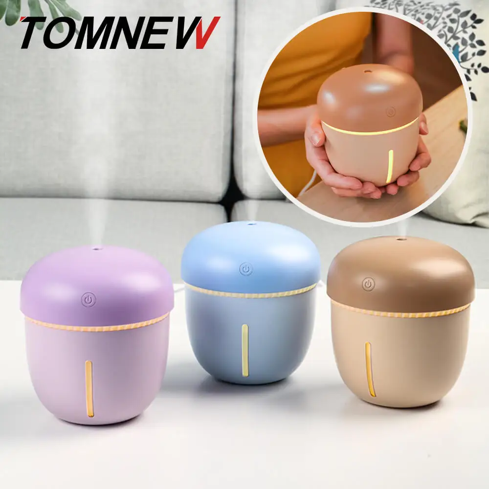 

TOMNEW USB Mini Cool Mist Humidifier 200ML/400ML Portable Ultrasonic Cute Air Diffuser with LED Warm Light for Home Office Car