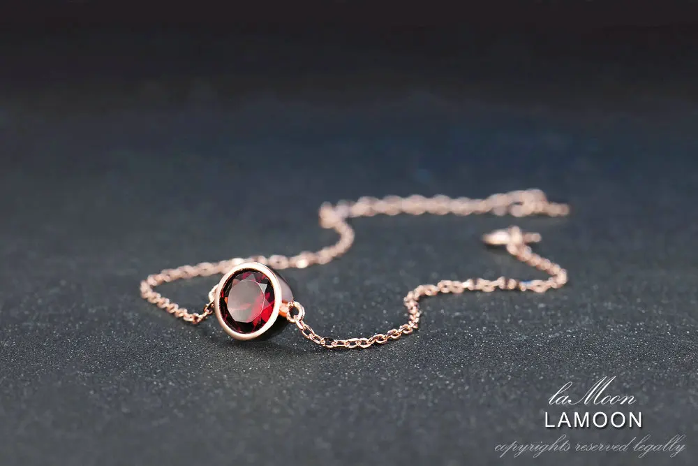 925 пробы женский браслет из серебра с натуральным драгоценным камнем, красный гранат, ювелирное изделие с покрытием из розового золота, дизайнерские ювелирные изделия LMHI006