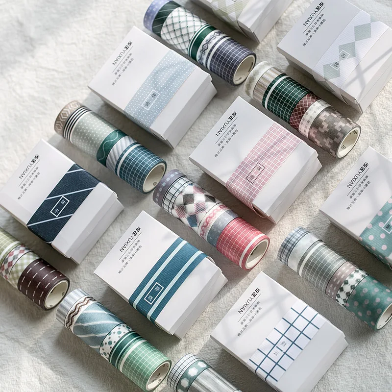 

6pcs/lot Mohamm Time Series Bow Plaid Grid Rainbow Washi Tape Set Japanese Stationery Masking Tape Stickers Scrapbooking