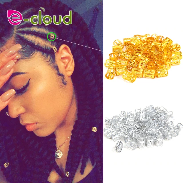 100pcs Gold metal tube ring dreadlock beads for braids hair beads for dreadlocks adjustable hair