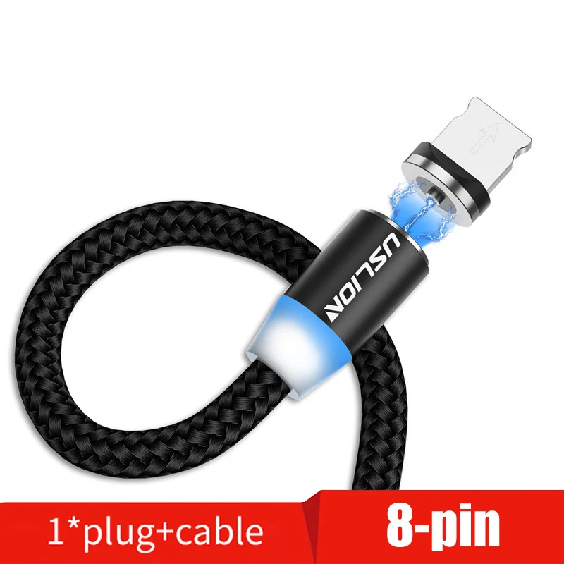 USLION 3M Magnetic Micro USB Cable For Samsung Android Mobile Phone Type-c Charging For iPhone XS XR 8 Magnet Charger Wire Cord cable to connect iphone to tv Cables