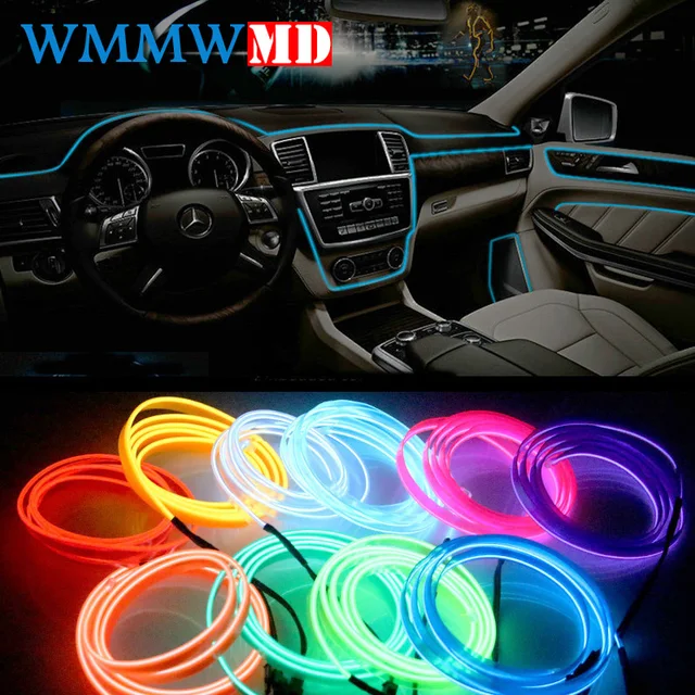 1m 3m 5m Car EL Wrie Cigarette Lighter Socket Plug Neon Light Car Decor