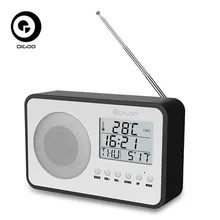 Digoo DG FR600 SmartSet inalámbrico grano de madera Vintage Digital FR Radio despertador Subwoofer sonido con pantalla de temperatura