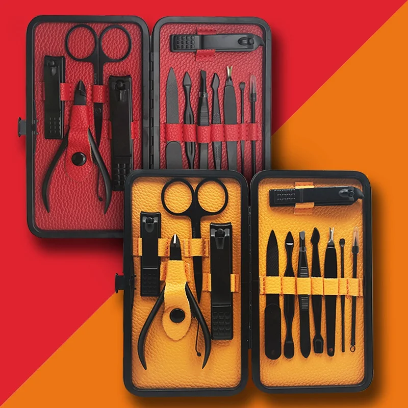 Arquivo de Unha Kit para Rosto Brainbow Unha Manicure Ferramentas Conjunto Toe Cutícula Pusher Maquiagem Tesoura Clipper Pedicure Conjuntos 12in1 4 para rosto unha toe arquivo de unha