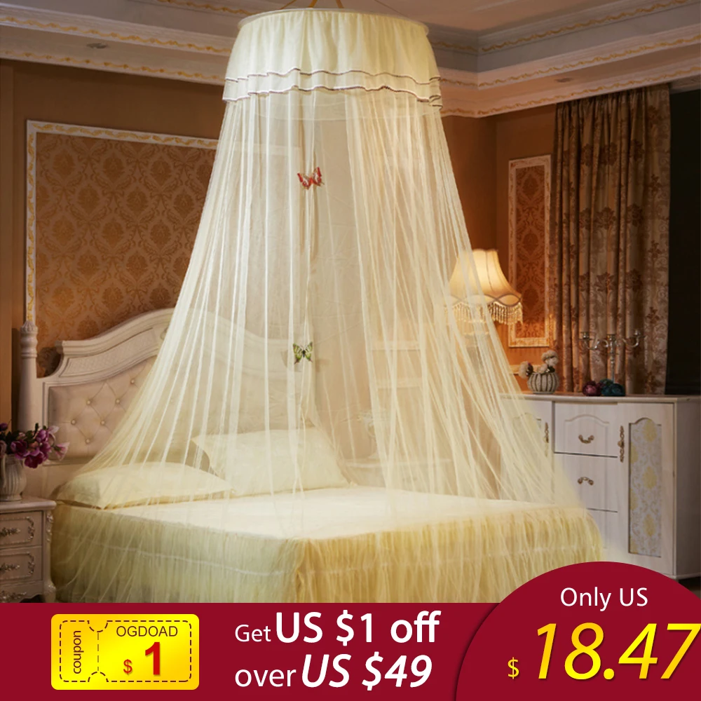 

New Romantic Lace Mosquito Net Round Hung Dome Bed Netting High Quality Mesh Mosquito Net For Children Adults Insect Bed Canopy