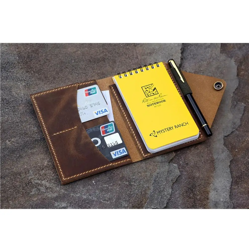 

Personalized real genuine leather organizer wallet cover for rite in the rain top-spiral notebook 3" x 5" 4" x 6" inch