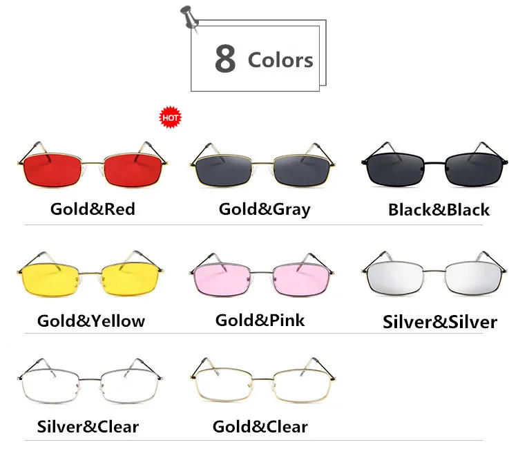 Женские металлические солнцезащитные очки, мужские ретро маленькие квадратные солнцезащитные очки, женские желтые розовые линзы, очки с небольшой оправой, затемненные очки