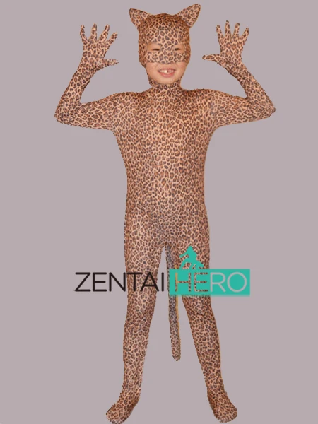 

Free Shipping DHL NEW Children Full Body Leopard Pattern Lycra Spandex Animal Masquerade Zentai Suit Costumes KC8071