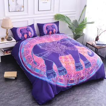 

ZEIMON Bohemia Style Elephant 3D Printing Luxury Soft Bedding Sets Polyester Duvet Cover Set Single King Queen Double Bedclothes