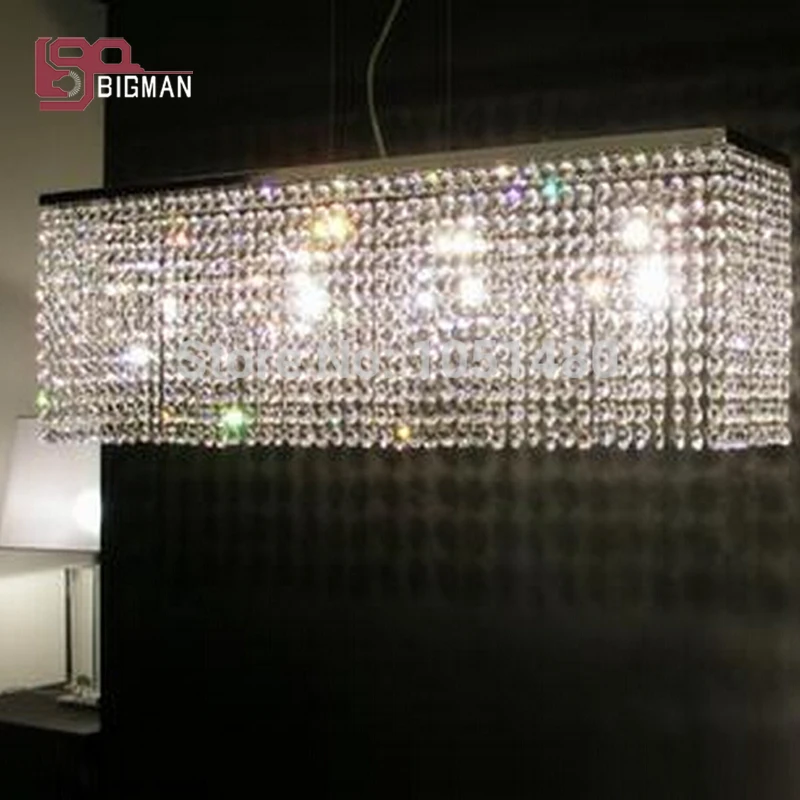 

Top sales rectangle dinning room crystal pendant lights modern lamp