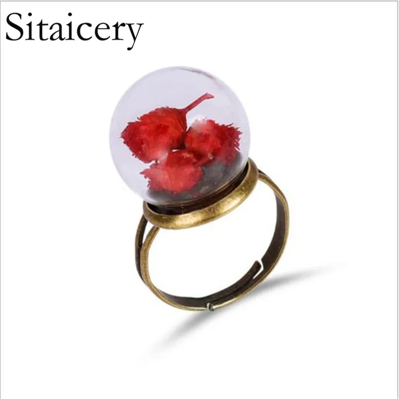 

Sitaicery Adjustable Women's Ring DIY Handmade Fresh Dried Flower Ring Woman Custom Jewelry Best Birthday Gifts For Women