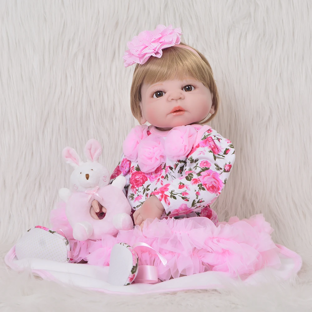 

Blond girl Bebes reborn full body silicone reborn baby dolls lifelike child birthday gift bebe bonecas reborn corpo de silicone