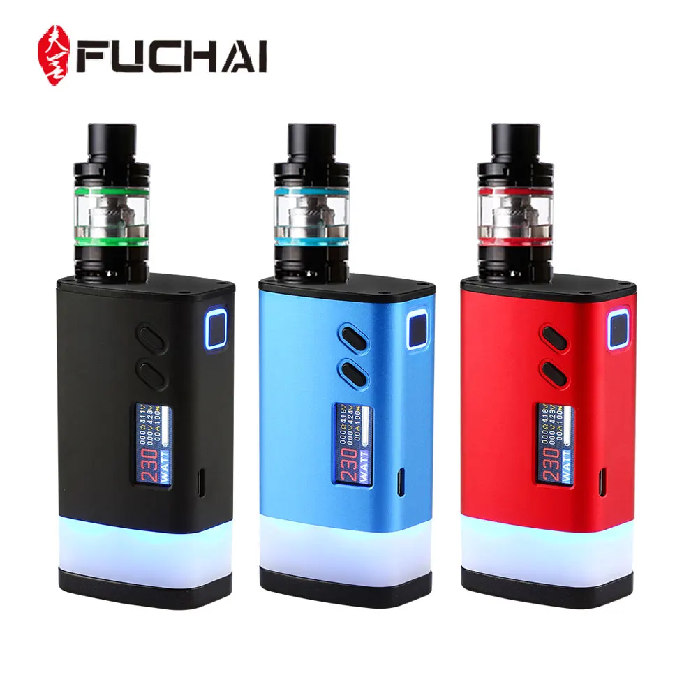 Original Fuchai GLO 230W TC Kit with 2.8ml GLO Tank w/ Colorful Light 230W Max Output Huge Power No 18650 Battery E-cig Vape Mod