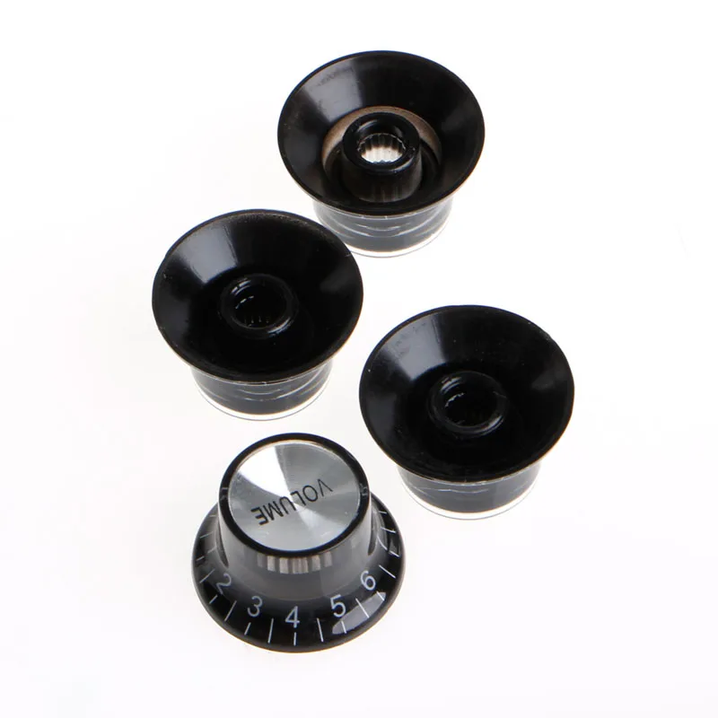 

2 Tone 2 Volume Knobs Buttons Guitar Control Silver Hat Bell Top Potentiometer Cap For LP SG
