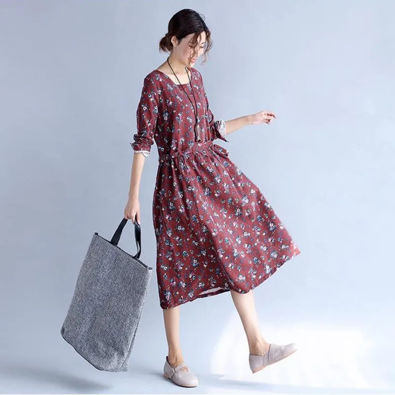 ukraine . dresses женщин с длинными рукавами платье большой ярдов тонкая талия цветочные
