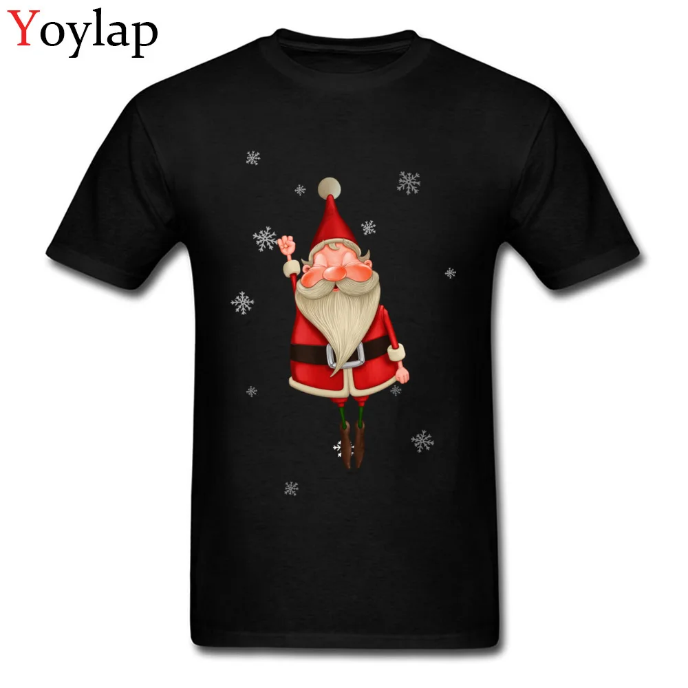 T-shirts Design Short Sleeve Funny Crewneck 100% Cotton Fabric Tops Shirts Unique Summer Santa Claus Flying Tee-Shirts for Men black