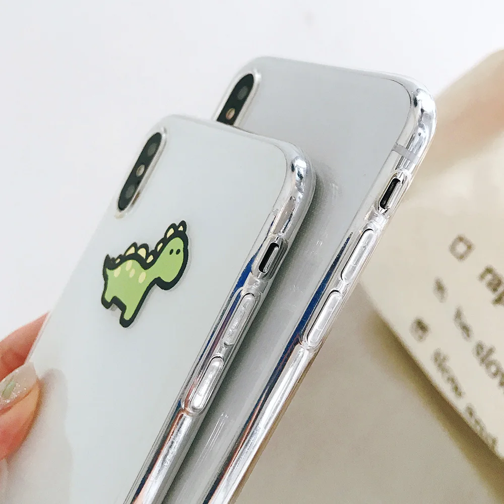 KIPX1072_3_JONSNOW Transparent Soft Case For iPhone 6S 7 8 Plus Cute Funny Dinosaur Pattern Phone Cover For iPhone XS XR XS Max Capa Coque Fundas