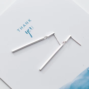 

Long Bar 925 Silver Earrings Simple Brincos Jewelry Vintage Pendientes Minimalism Charm Party Gift Earrings for Women Oorbellen