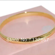 Желтое золото GF браслет гладкой округлые одноцветное 68 мм Диаметр 4 мм Ширина