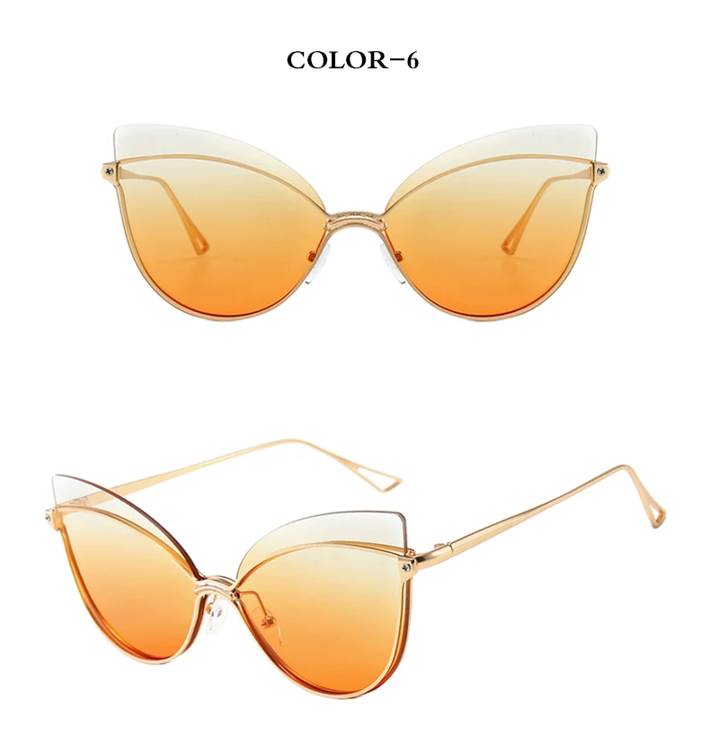 OUBR тренд брендовые дизайнерские солнцезащитные очки «кошачий глаз» дамы модный градиентный цветной солнцезащитных очков Премиум качество UV400 солнцезащитные очки оптом