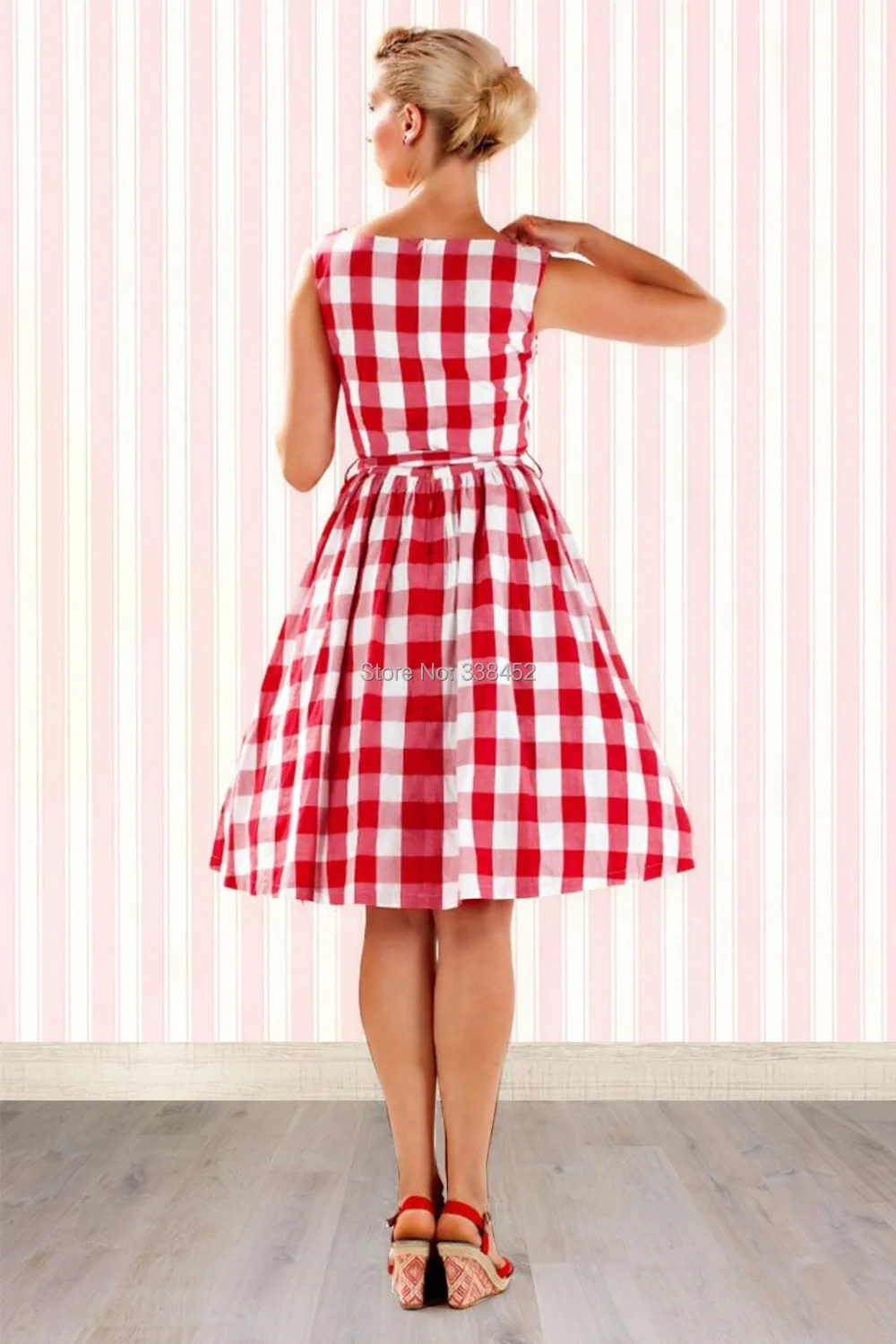 red and white gingham dress