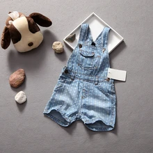 Летние штаны для маленьких мальчиков и девочек; шорты в горошек; ковбойские джинсовые комбинезоны; Детский комбинезон; джинсовые шорты для детей 6-24 месяцев