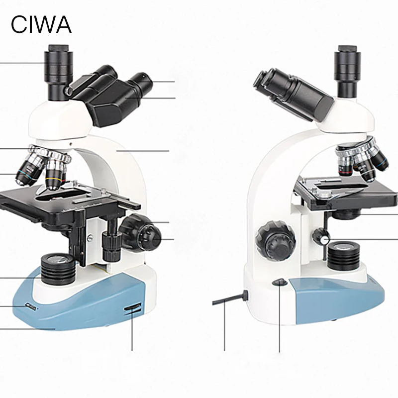 CIWA Профессиональный биологический 40X-1600X микроскоп бинокулярный бинокль HD научный эксперимент светодиодный монокулярный микроскоп