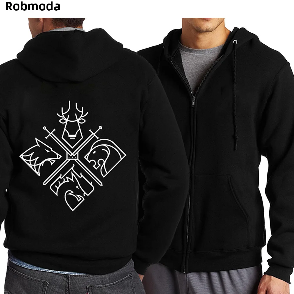 

Game of Thrones Zipper Dragon Wolf Cool Printing Zipper Hoodies Hoodie Man Fleece Warm Spring Autumn Tracksuit Casual Sportswear